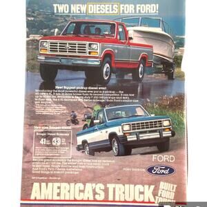 Vtg Color Ford Diesel Trucks Print Advertisement 8 x 11 December 1982 Original